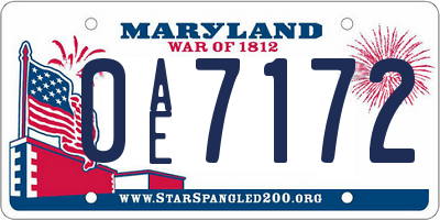 MD license plate 0AE7172