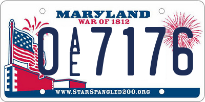 MD license plate 0AE7176