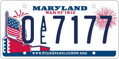 MD license plate 0AE7177