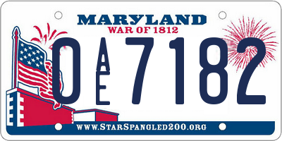 MD license plate 0AE7182