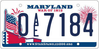 MD license plate 0AE7184