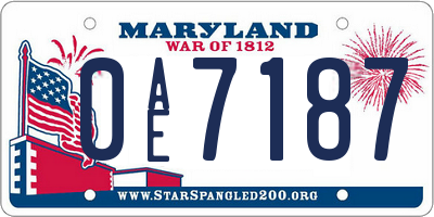 MD license plate 0AE7187