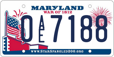 MD license plate 0AE7188