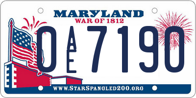 MD license plate 0AE7190