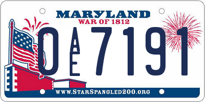 MD license plate 0AE7191
