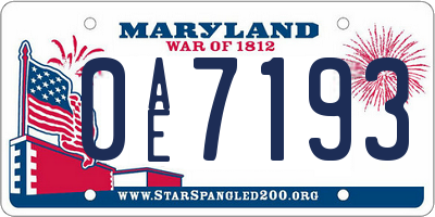 MD license plate 0AE7193