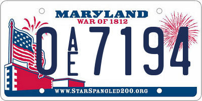 MD license plate 0AE7194