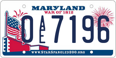 MD license plate 0AE7196