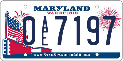 MD license plate 0AE7197