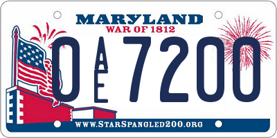 MD license plate 0AE7200