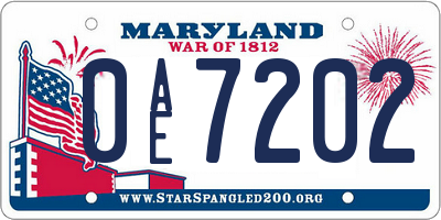 MD license plate 0AE7202