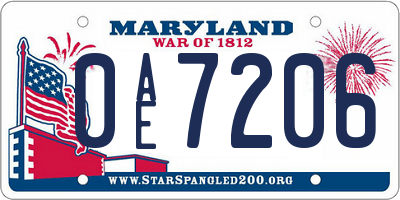 MD license plate 0AE7206