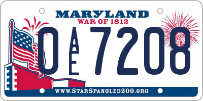 MD license plate 0AE7208
