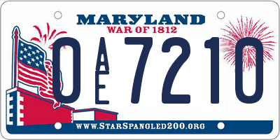 MD license plate 0AE7210