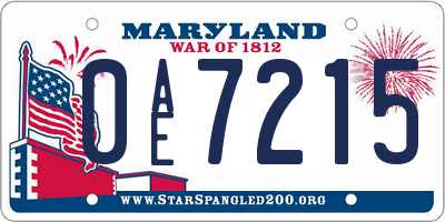 MD license plate 0AE7215