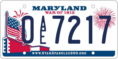 MD license plate 0AE7217
