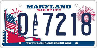 MD license plate 0AE7218
