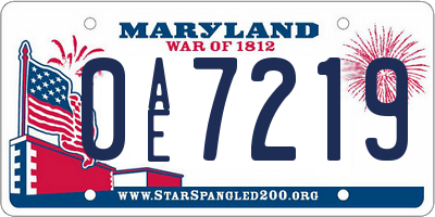 MD license plate 0AE7219