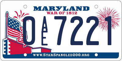 MD license plate 0AE7221