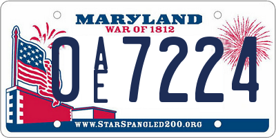 MD license plate 0AE7224