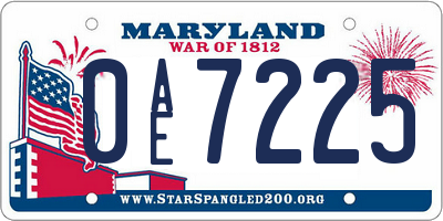 MD license plate 0AE7225