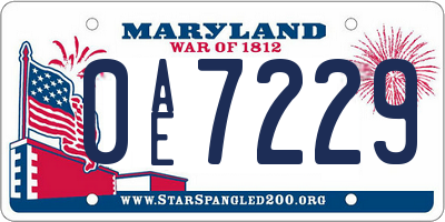 MD license plate 0AE7229