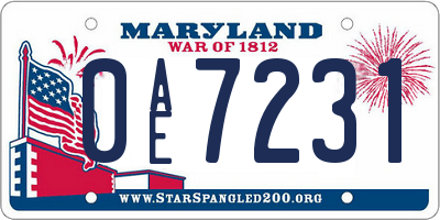 MD license plate 0AE7231
