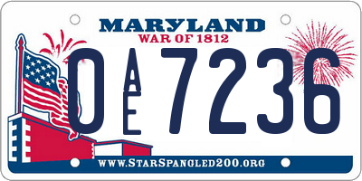 MD license plate 0AE7236