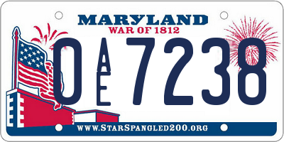 MD license plate 0AE7238