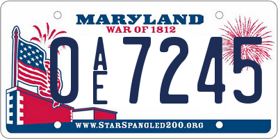 MD license plate 0AE7245