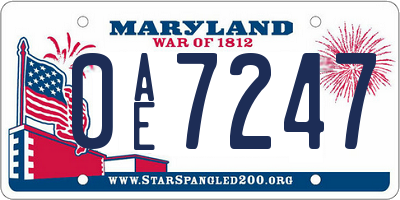 MD license plate 0AE7247