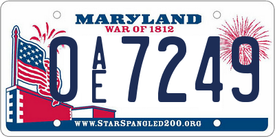 MD license plate 0AE7249