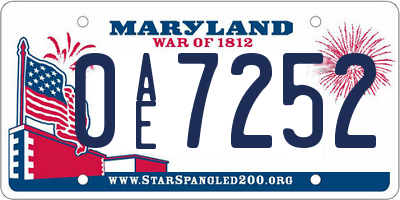 MD license plate 0AE7252