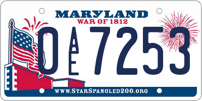 MD license plate 0AE7253