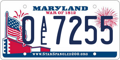 MD license plate 0AE7255