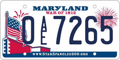 MD license plate 0AE7265