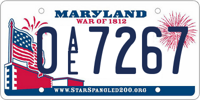 MD license plate 0AE7267