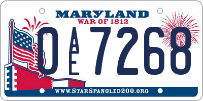 MD license plate 0AE7268
