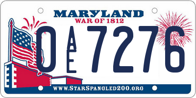 MD license plate 0AE7276
