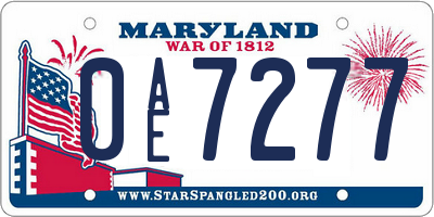 MD license plate 0AE7277