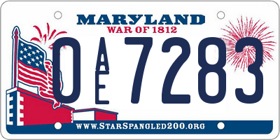 MD license plate 0AE7283
