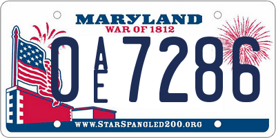 MD license plate 0AE7286