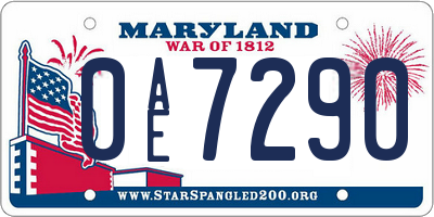MD license plate 0AE7290