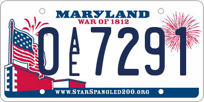 MD license plate 0AE7291
