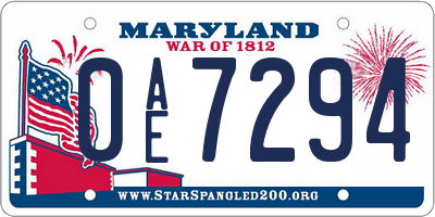 MD license plate 0AE7294