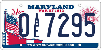 MD license plate 0AE7295
