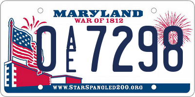 MD license plate 0AE7298