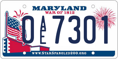 MD license plate 0AE7301