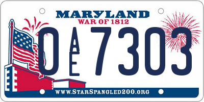 MD license plate 0AE7303