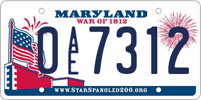 MD license plate 0AE7312